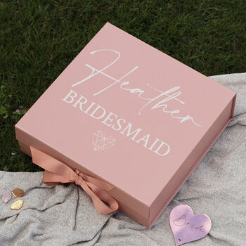 Rose Gold Bridal Party Wedding Magnetic Keepsake Box, 3 of 5
