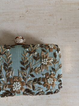 Green Silk Rectangular Clutch Bag, 11 of 12
