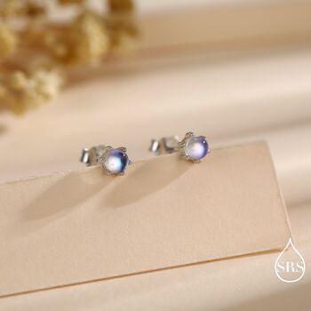 Sterling Silver Moonstone Stud Earrings, 4 of 12