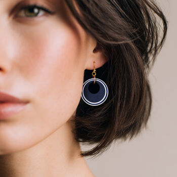 Navy And White Circular Earrings, 2 of 6
