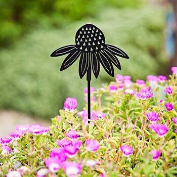 Recycled Metal Echinacea Silhouette Garden Stake, 2 of 5