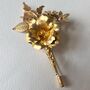 The Titania Buttonhole Gold Brass Floral Groom Lapel Pin Bouttoniere, thumbnail 1 of 3