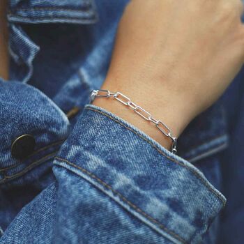 Sterling Silver Round Paperclip Bracelet, 2 of 5