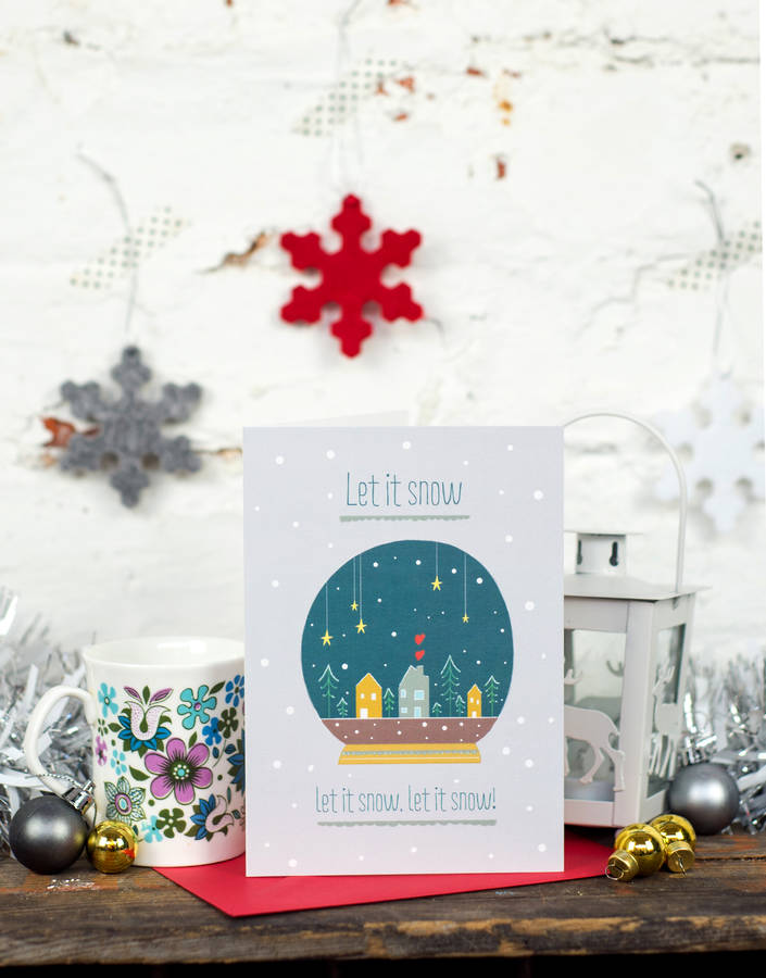 'Let It Snow' Snow Globe Christmas Card By Louise Wright Design
