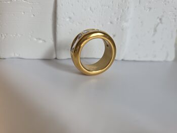 Baguette Cut Cz Band Chunky Statement Ring In 18 K Gold, 6 of 12