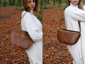 Half Moon Leather Handbag Womens Gift Personalised, 4 of 12