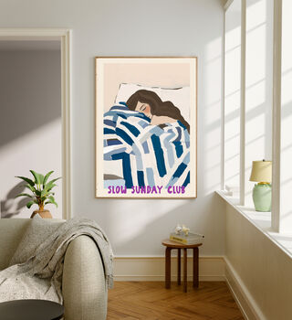 Slow Sunday Female Bed Portrait Art Print, 2 of 3