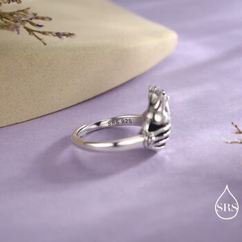 Anatomical Heart And Skeleton Hands Sterling Silver Ring, 4 of 12
