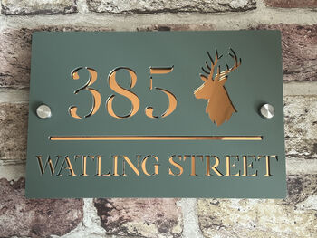Personalised Stag Design House Acrylic Number Sign, 6 of 11