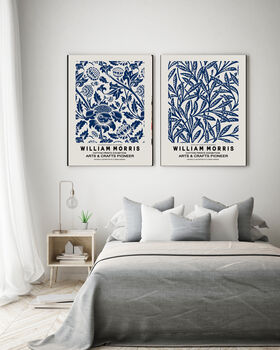 William Morris Set Of Two Blue Prints, 3 of 4