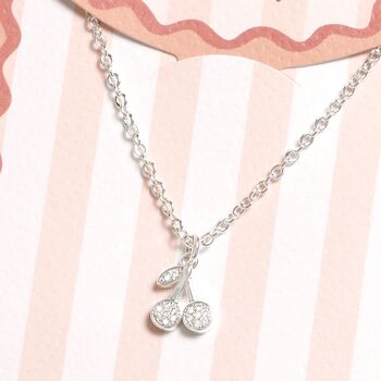 Cherry Pendant Carded Necklace In Gold Or Silver, 4 of 4