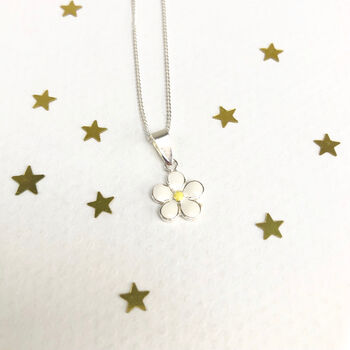 Sterling Silver White Enamel Daisy Necklace, 4 of 5