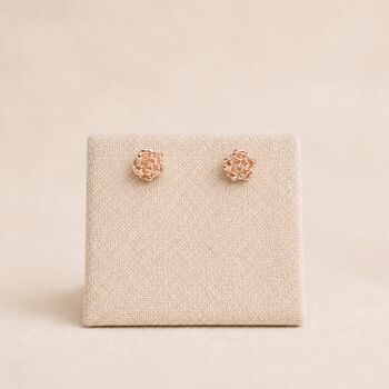 7mm Rose Gold Plated Sterling Silver Rose Stud Earrings, 2 of 4