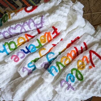 Hand Embroidered Rainbow Baby Cardigan, 2 of 9