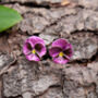 Pansy Pink Flower Stud Earrings, thumbnail 1 of 3