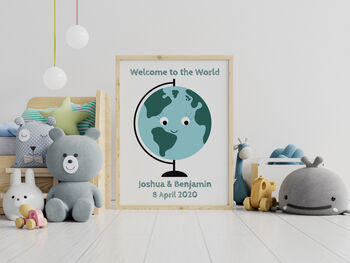 Welcome To The World New Baby Nursery Print, 2 of 4