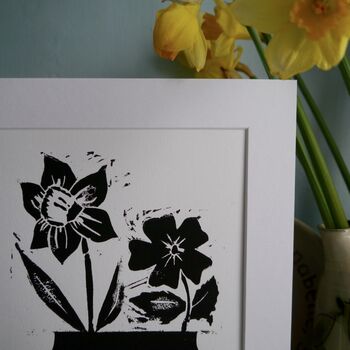 Personalised You And Me Birth Flowers Linocut Print, 4 of 8