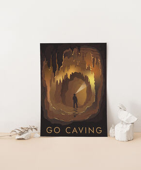 Go Caving Travel Poster Art Print, 3 of 8