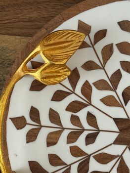 Round Decorative Serving Tray, Inlay Work On Wood, 2 of 12