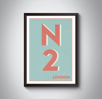 N2 Hampstead, Finchley London Postcode Print, 5 of 11
