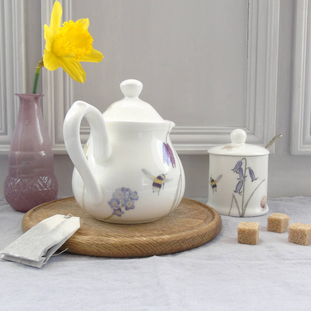 Bee And Spring Flowers Small Teapot By littlebirdydesigns ...