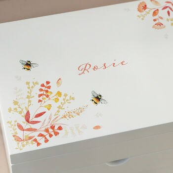 Personalised Watercolour Florals White Jewellery Box, 5 of 6