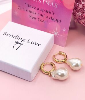 Large Pearl Hoop Earrings, 3 of 5