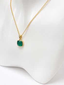 Gold Green Onyx Pendant Necklace, 6 of 8