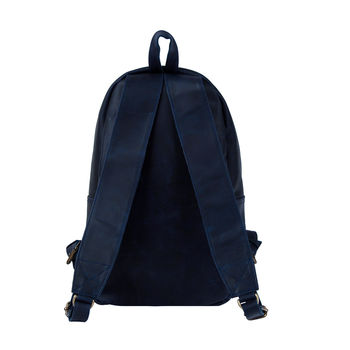 Personalised Navy Leather Classic Backpack/Rucksack, 4 of 10