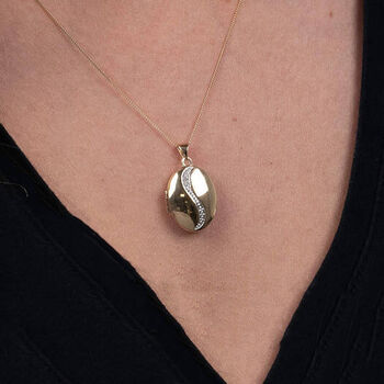 Personalised Solid 9ct Yellow Gold Diamond Oval Locket, 3 of 11