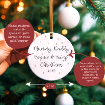Personalised Mummy, Daddy And Bump Christmas Decoration, 5 of 8
