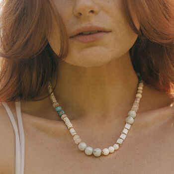 Turquoise And Howlite Asymmetrical Necklace, 3 of 5