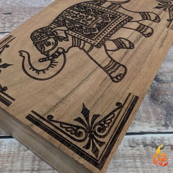 Wooden Gift For Mum,Indian Elephant Design Jewellery Box, 8 of 9
