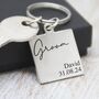 Engraved Wedding Keyring Square, Groom, thumbnail 1 of 2