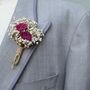 Wedding Dried Flower Buttonhole Cerise Rose, thumbnail 1 of 2