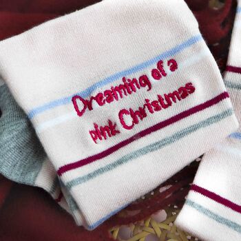 Pink Christmas Socks Secret Santa Stocking Filler Gift, 3 of 5