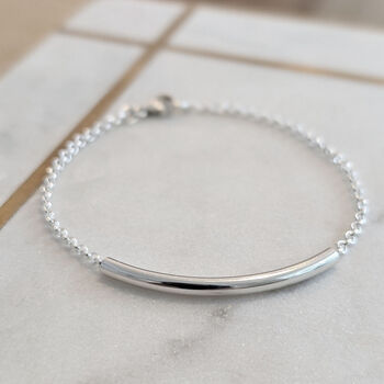 Sterling Silver Curved Bar Bracelet, 3 of 9
