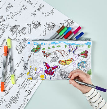 Butterfly Pencil Case Kit + 10 Pens, Colour And Learn, 3 of 7