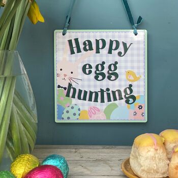 Happy Egg Hunting Easter Metal Sign, 3 of 3