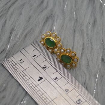 Pearl, Emerald Stud Earrings, 6 of 6