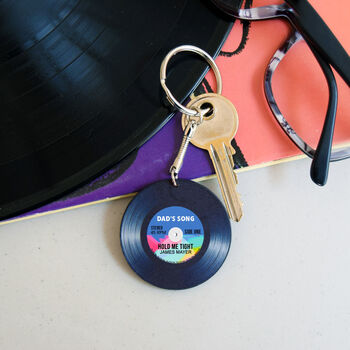 'Dad's Song' Personalised Record Keyring For Dad, 4 of 4