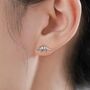 Triceratops Dinosaur Fossil Stud Earrings In Sterling Silver, thumbnail 5 of 11