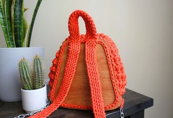 Woven Backpack With Wooden Panel, 4 of 7