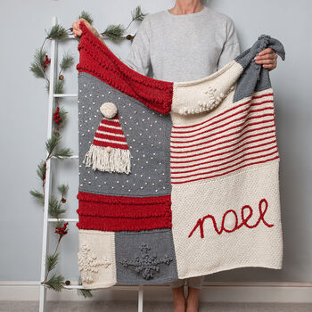 Christmas Gonk Blanket Intermediate Knitting Kit, 2 of 9