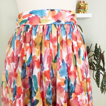 Paint Strokes Printed Cotton Midi Skirt, 3 of 6