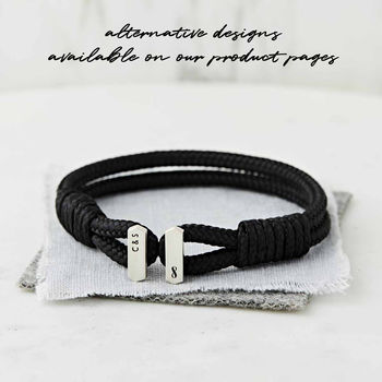 Men's Personalised Coordinate Silver And Cord Bracelet, 7 of 9