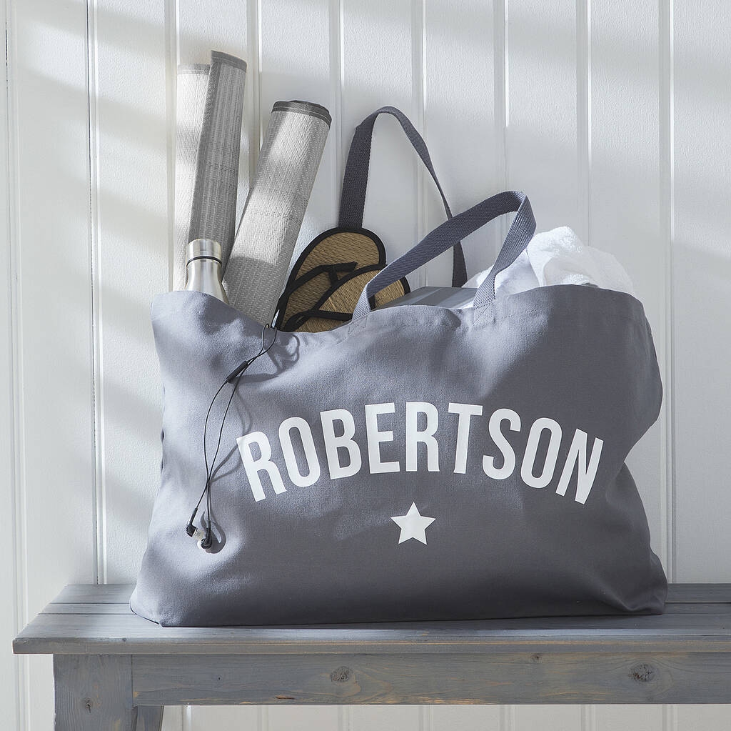 Tote Bag - Surname and Letters in Blue | Zazzle