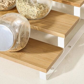 Set Of Two Three Tier Spice Rack Natural And White, 3 of 7