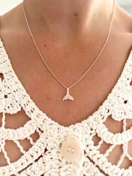 Sterling Silver Whale Tail Pendant Necklace, 8 of 9