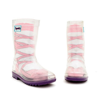 Squelch Transparent Wellies And Three Sock Set Stripe, 5 of 7